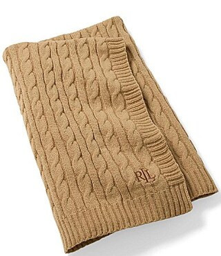 Lauren Ralph Lauren Jamie Cable Knit Throw Blanket - Beige | Dillard's