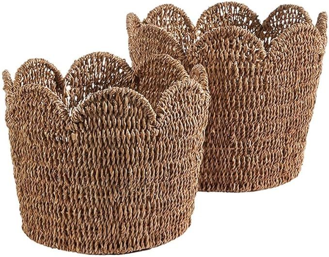 RAZ Imports Scalloped Baskets, 14 inches, Set of 2 | Amazon (US)