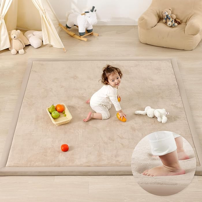 1.3" Thick Baby Play Mat for Floor Playpen, 71x59 Large Foam Tummy Time Mat, Padded Support Soft ... | Amazon (US)