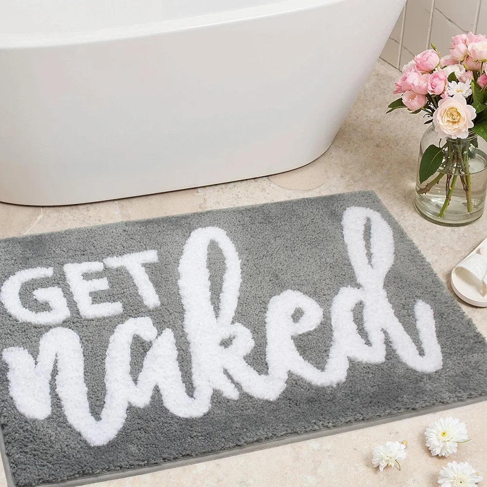 Get Naked Bath Mat Small Bathroom Rug, 16" x 24" Funny Bathroom Decor, Non-Slip Absorbent Cute Ba... | Amazon (US)