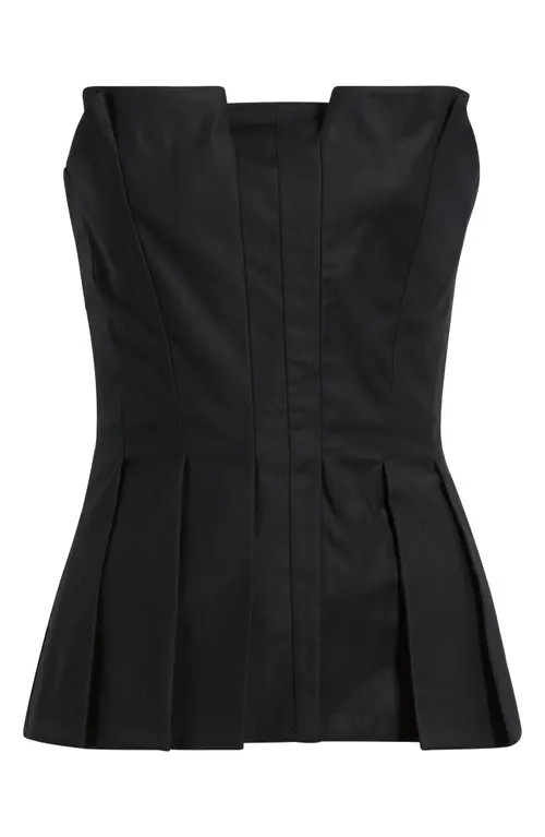 Reformation Ashlyn Pleated Peplum Strapless Top in Black at Nordstrom, Size 0 | Nordstrom