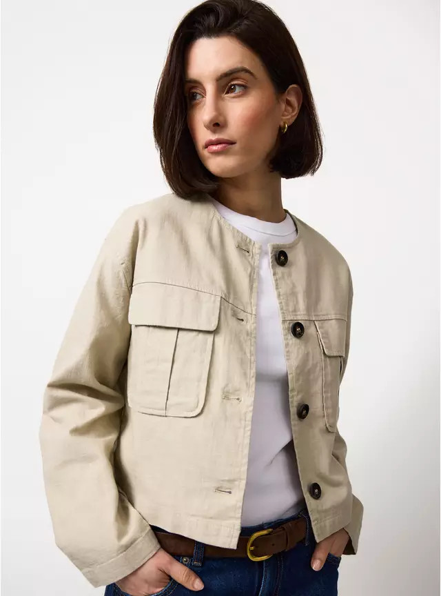 Stone Cropped Linen Shacket 6 | Tu Clothing