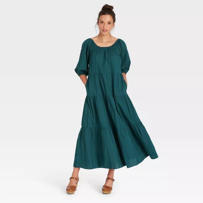 Women's Puff 3/4 Sleeve Tiered Dress - Universal Thread™ | Target