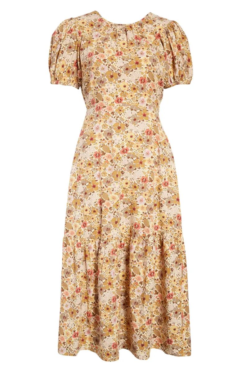 Madewell Libby Floral Print Puff Sleeve Midi Dress | Nordstrom | Nordstrom