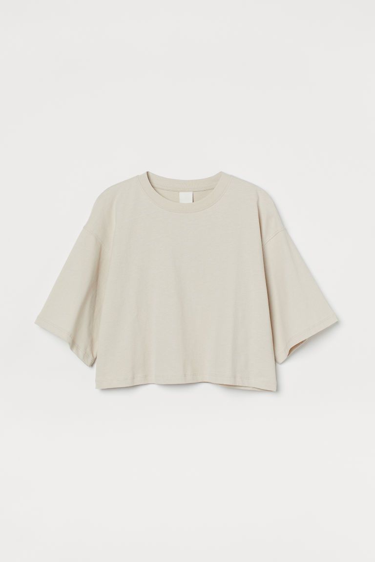 H & M - Crop T-shirt - Beige | H&M (US)