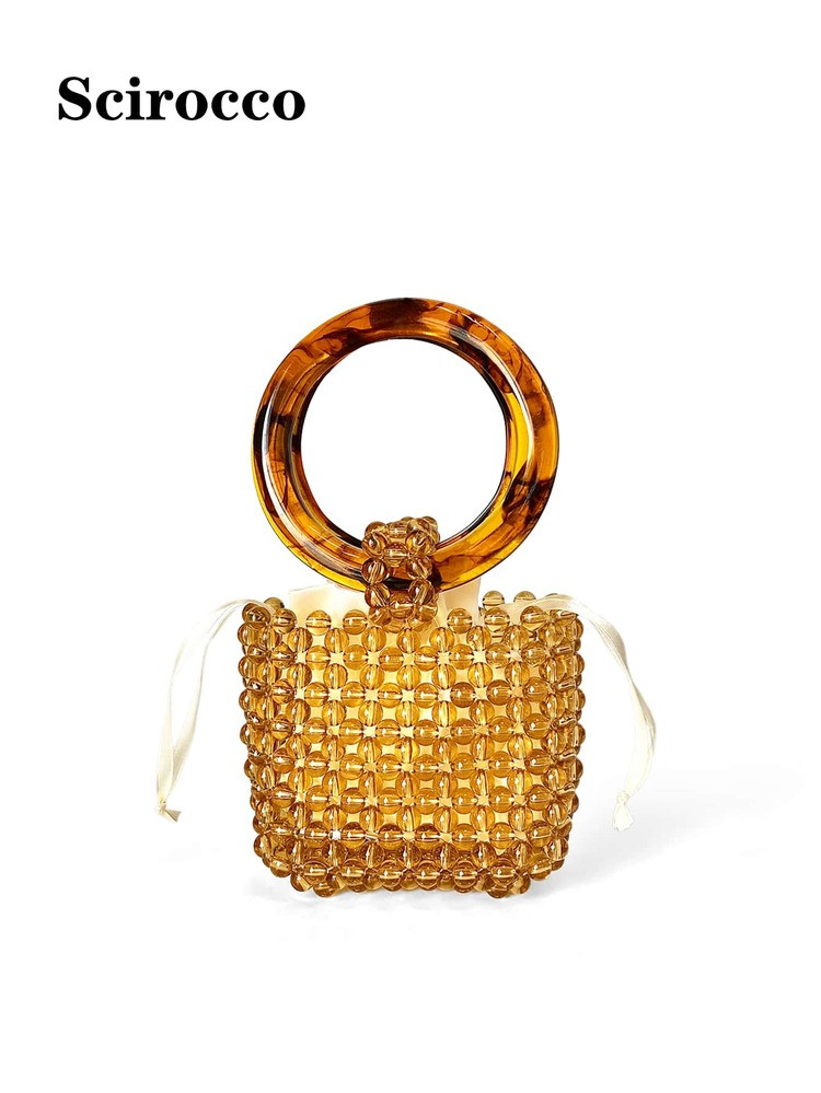 Mini Lipstick Bag, New European And American Fashion Retro Niche Handmade Beaded Circular Handle ... | SHEIN