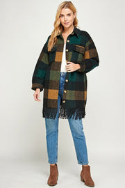 Caroline Double Pocket Fringe Detail Coat - Black | Petal & Pup (US)