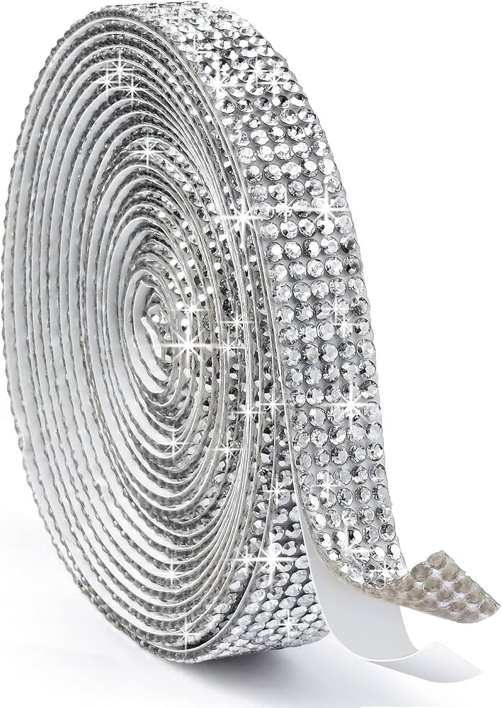 Self Adhesive Rhinestone Strips Diamond Bling Crystal Rhinestone Ribbon Sticker, Bling Wrap Roll ... | Amazon (US)