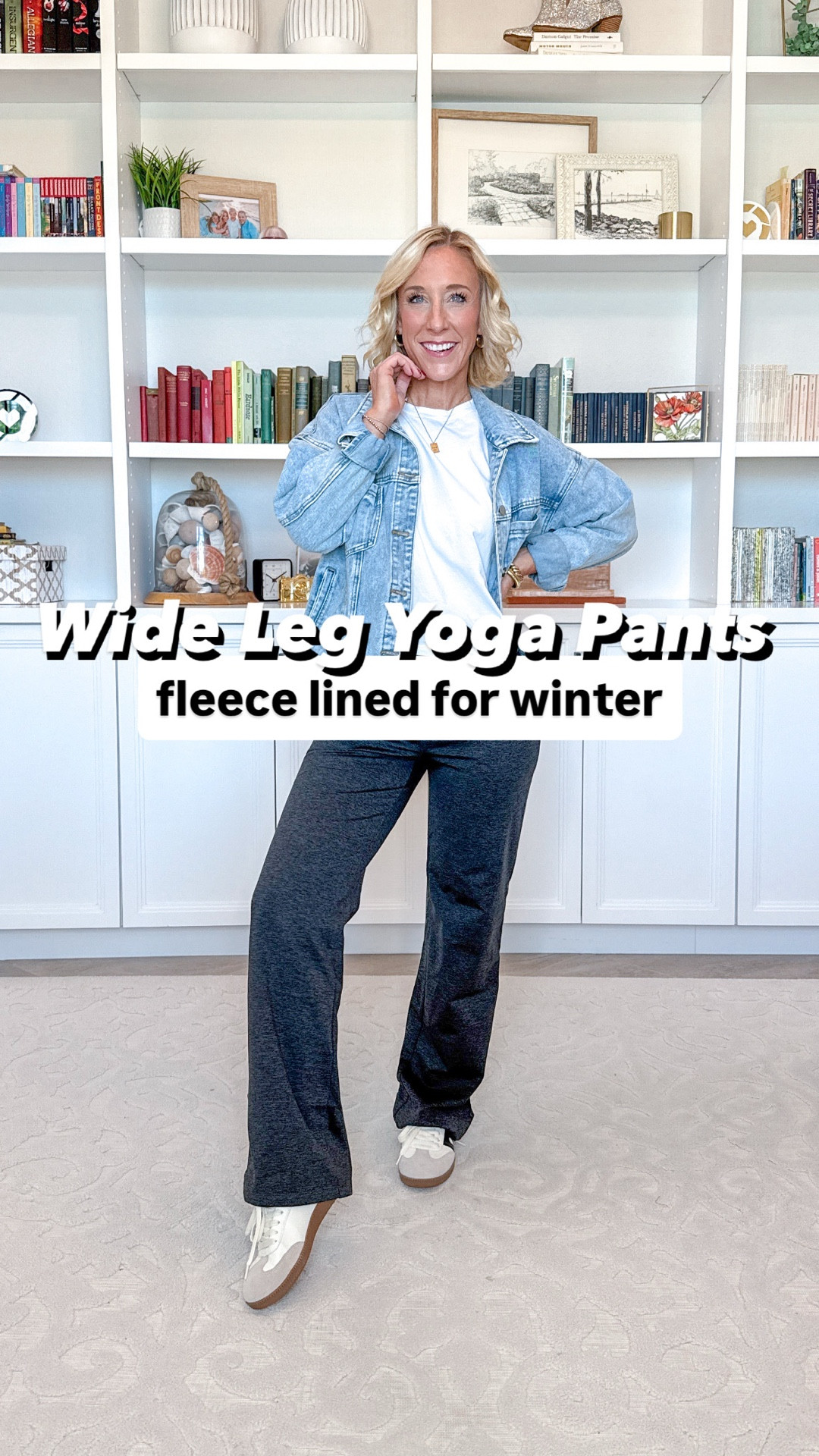 Amazon: fleece lined yoga pants:
• all 3 pairs - size small, 29” inseam. 
OUTFITS:
1. White t-shirt - size small // Denim jacket - size small // Sneakers - size up a 1/2.
2. Cardigan - size small // Mules - tts. 
3. Half-zip sweatshirt - size medium // slippers - size up if in between  


#LTKFindsUnder50 #LTKOver40 #LTKSeasonal
