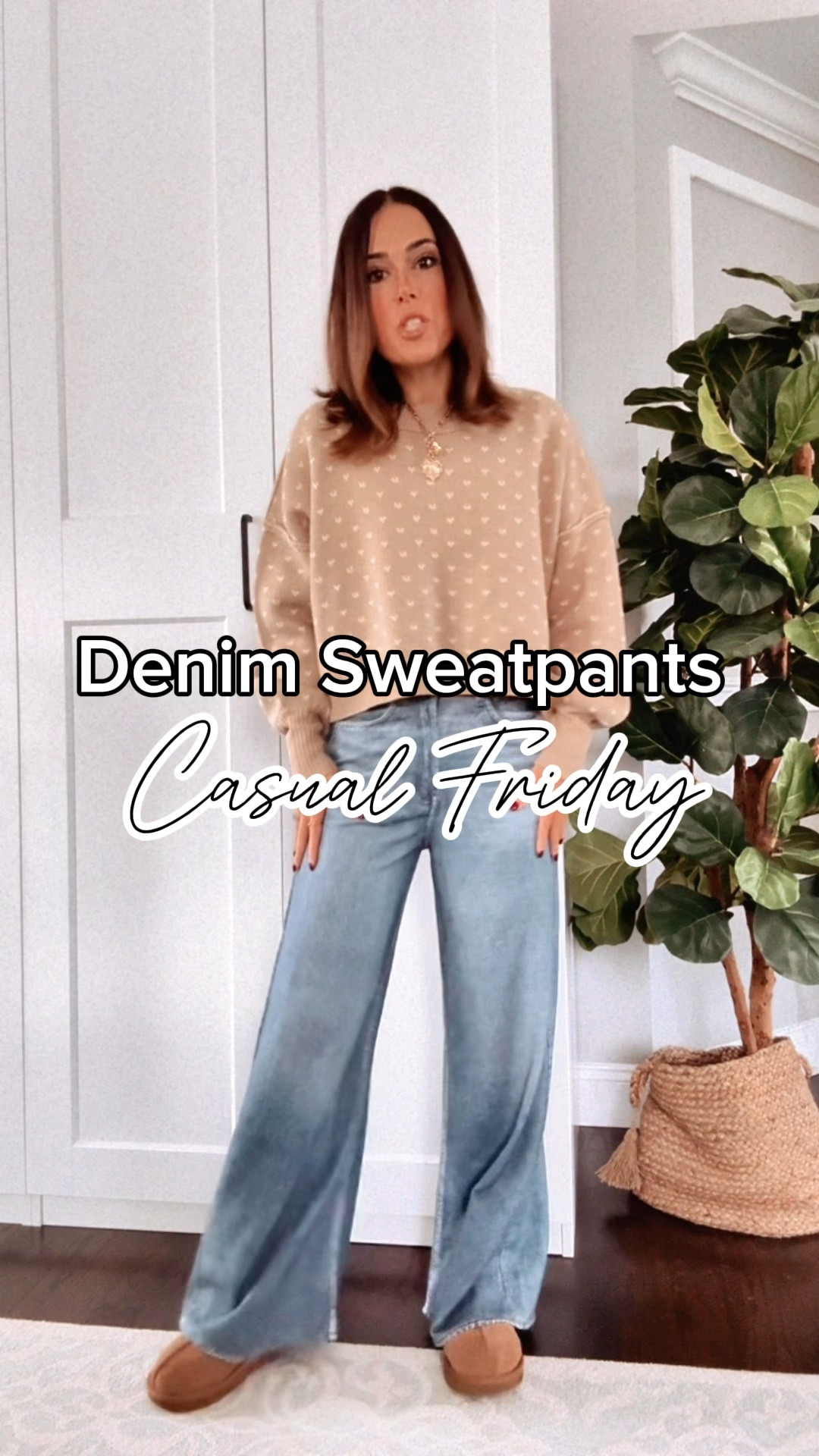 Denim sweatpants for this comfy Friday 🙌🏻 wearing size xs 

#LTKOver40 #LTKGiftGuide #LTKFindsUnder100