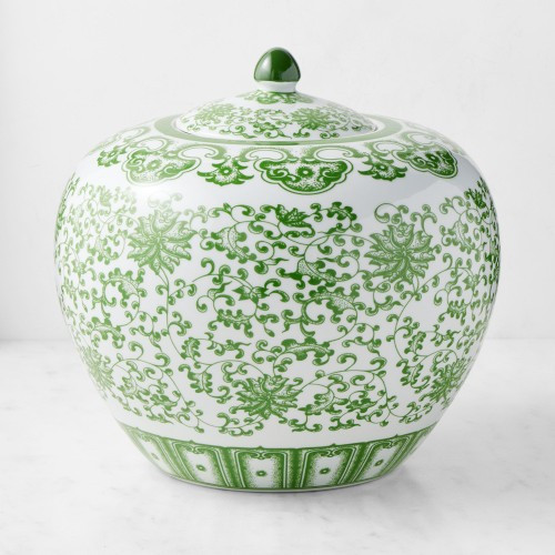 Green Ginger Jar, Floral Vine, 12.25 | Williams-Sonoma