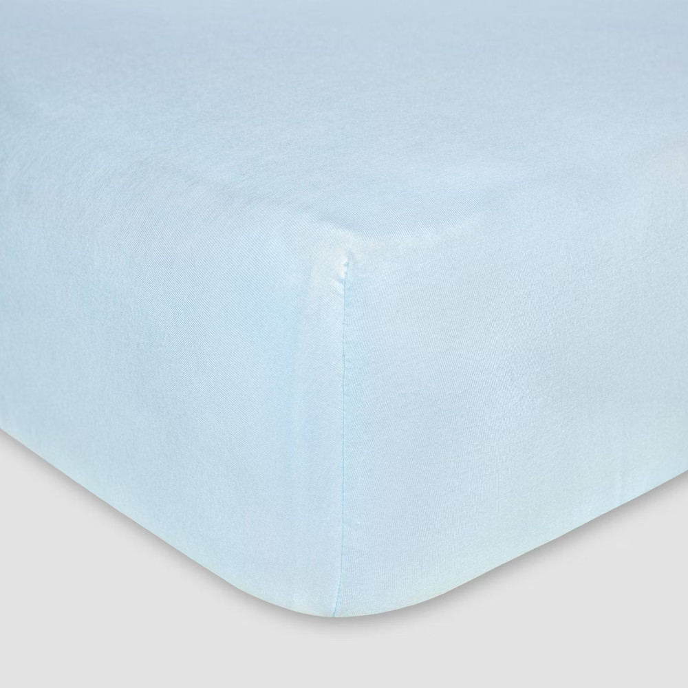 Burt's Bees Baby Organic Jersey Fitted Crib Sheet - Sky Blue, Size: standard crib, Blue Blue | Target