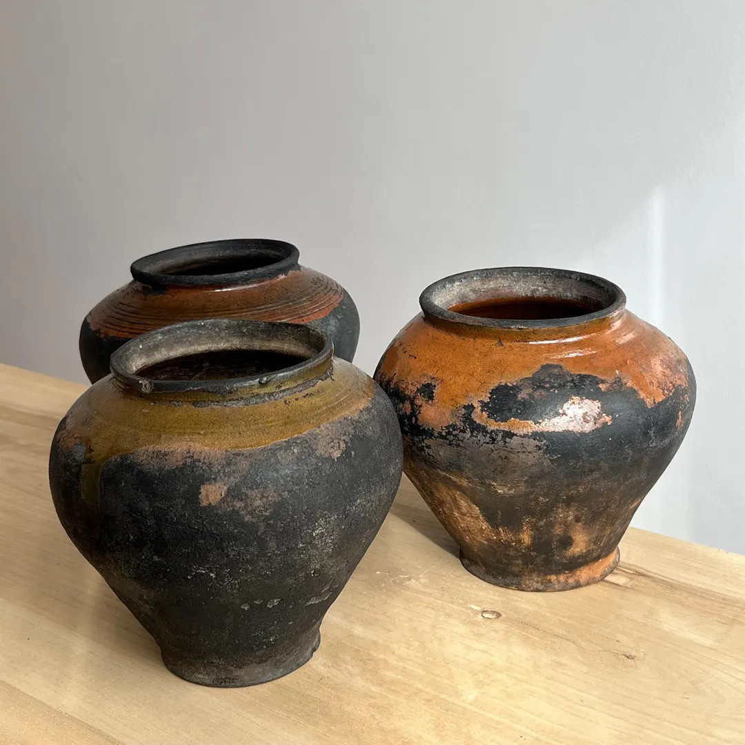 Old Black Ceramic Pot, Unique Clay Vessel, Black Antique Vase, Black-Brown Vintage Clay Pot | Etsy (US)