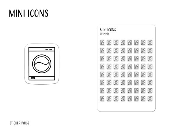 LAUNDRY Mini Icon Stickers  Minimalist Planner Stickers  | Etsy | Etsy (US)