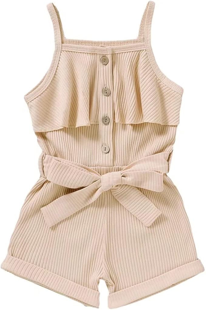 Tepuce Toddler Girl Clothes Baby Strap Sleeveless One Piece Halter Romper Casual Summer Jumpsuit | Amazon (US)