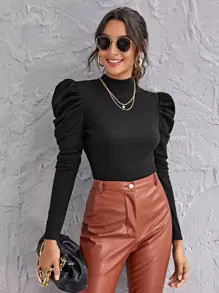 SHEIN Mock-neck Gigot Sleeve Top
   SKU: swtee07201103933      
          (4172 Reviews)
        ... | SHEIN