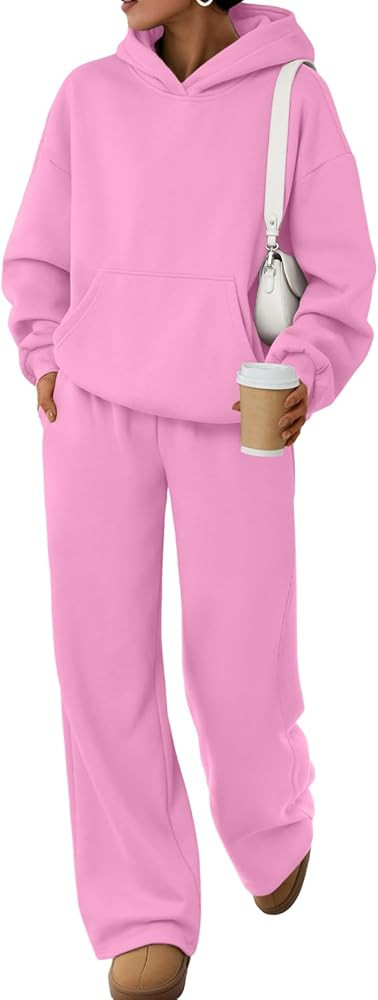 Trendy Queen 2 Piece Lounge Sweat Sets Plus Size Fall Fashion Matching Sweatsuits Wide Leg Pants ... | Amazon (US)