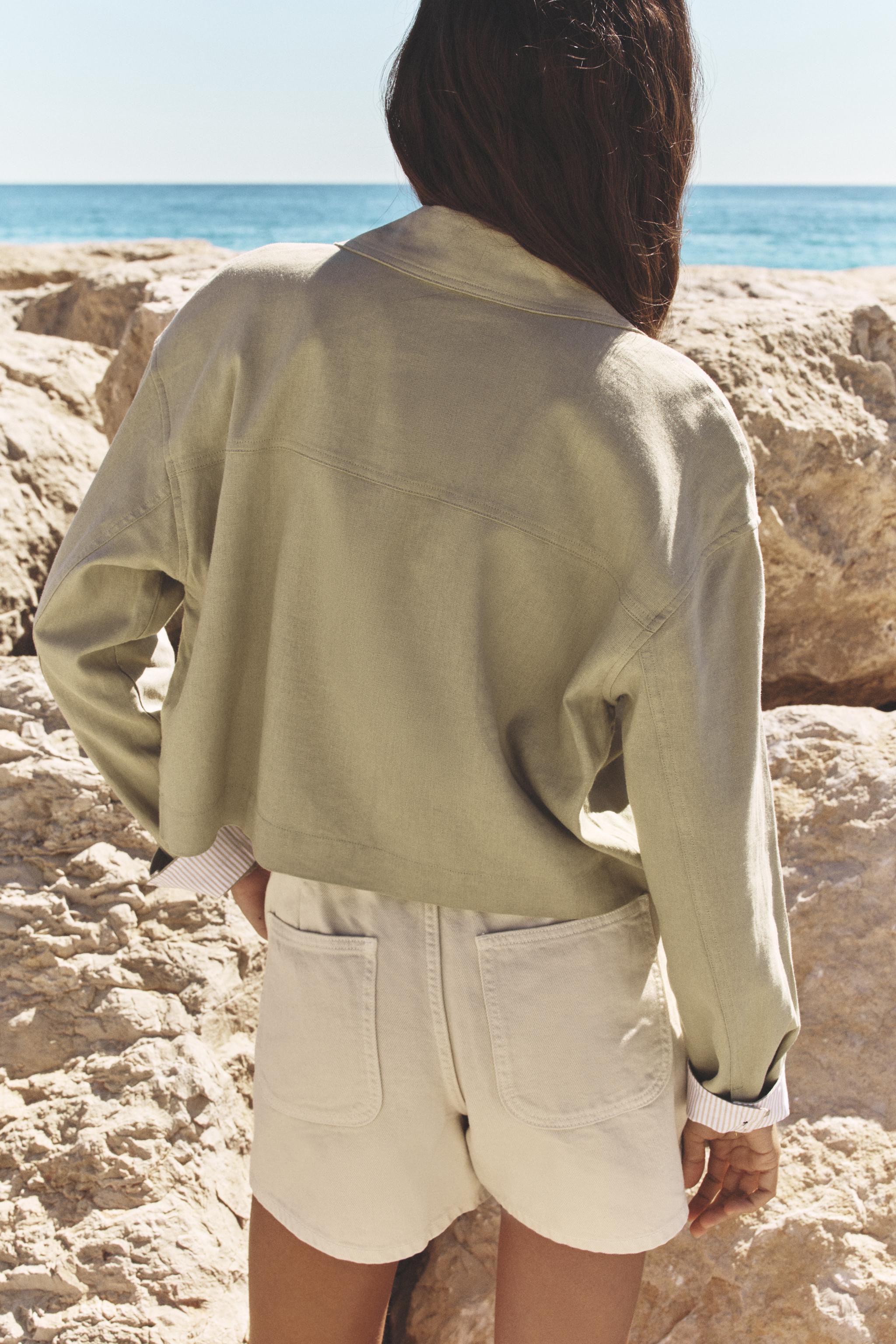 Z1975 HIGH-WAISTED PAPERBAG DENIM SHORTS | Zara US