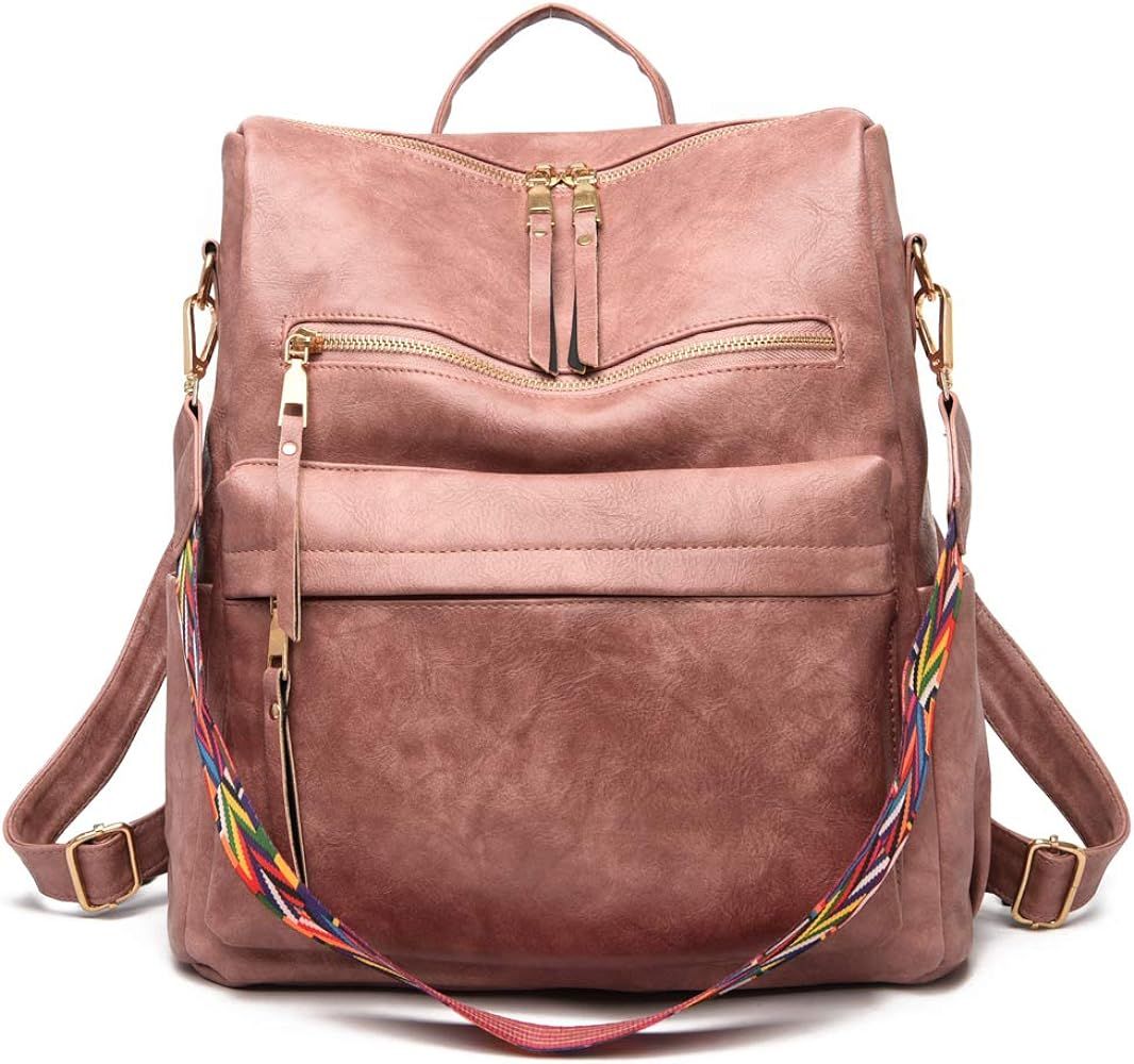 Women's Fashion Backpack Multipurpose Design Handbags and Shoulder Bag PU Leather Travel bag | Amazon (US)