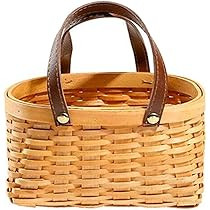 Amazon.com: Small Natural Woodchip Wooden Decorative Storage Basket with Handle, Seagrass Basket Han | Amazon (US)