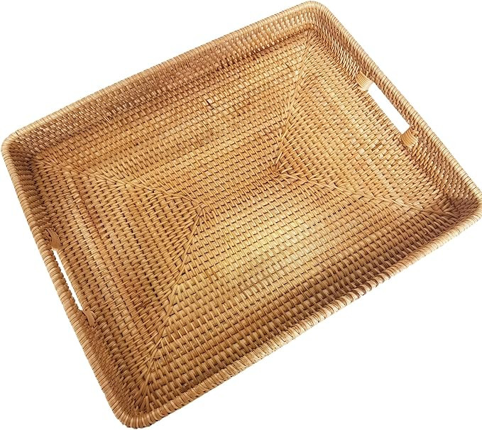 i-lan 20 Inch Handmade Rectangular Countertop Serving Trays with Cutout Handles,Rustic Decorative... | Amazon (US)