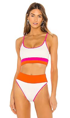 BEACH RIOT X REVOLVE Eva Bikini Top in Orange, Pink & White from Revolve.com | Revolve Clothing (Global)