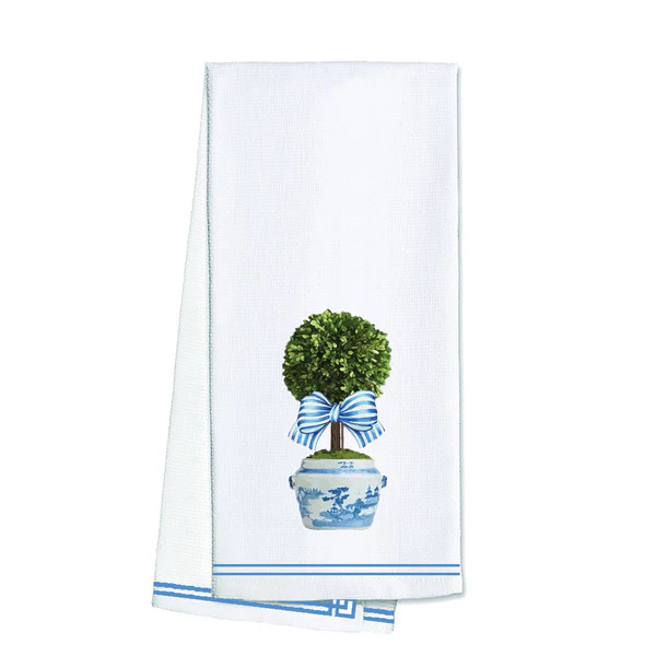 WH Hostess Cotton Tea Towel | Striped Topiary Tree | WH Hostess Social Stationery