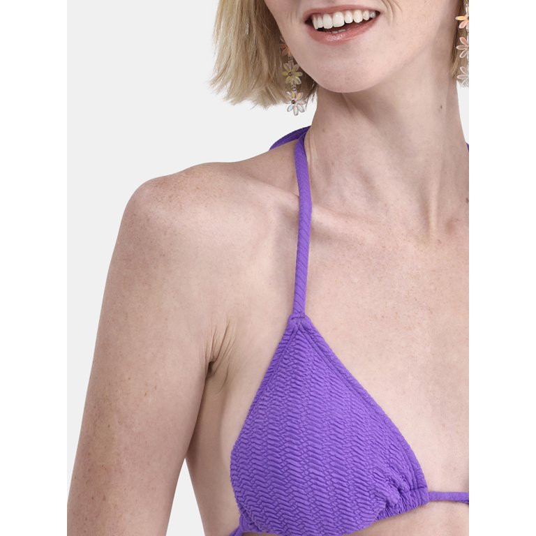 No Boundaries Herringbone Crinkle Top de Bikini Triangular Mujer | Walmart (US)
