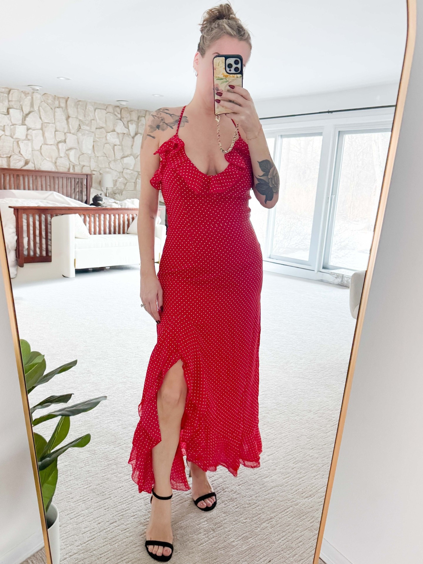 Polka dots tend to ebb and flow with the trend cycle. They dominated the ’20s, revived again in the ’40s-’50s, had their bold power moment in the ’80s, and reemerged in the 2010s. But for spring 2026? They haven’t peaked like this in years. Bigger. Fresher. Back better than ever? 100% say yes.
