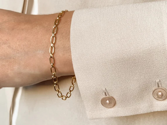 SILJA 14K Gold Filled Long Link Bracelet, Chunky Bracelet, Handcrafted Jewelry, US made, tarnish ... | Etsy (US)