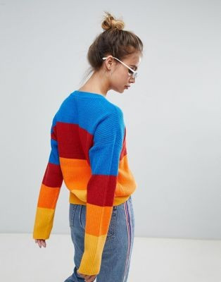 Noisy May rainbow stripe knit sweater | ASOS US