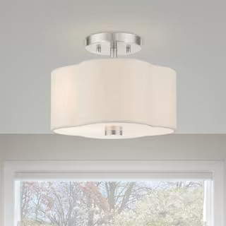 AVIANCE LIGHTING Maycrest 2 Light Brushed Nickel Semi Flush Mount HD74125 - The Home Depot | The Home Depot