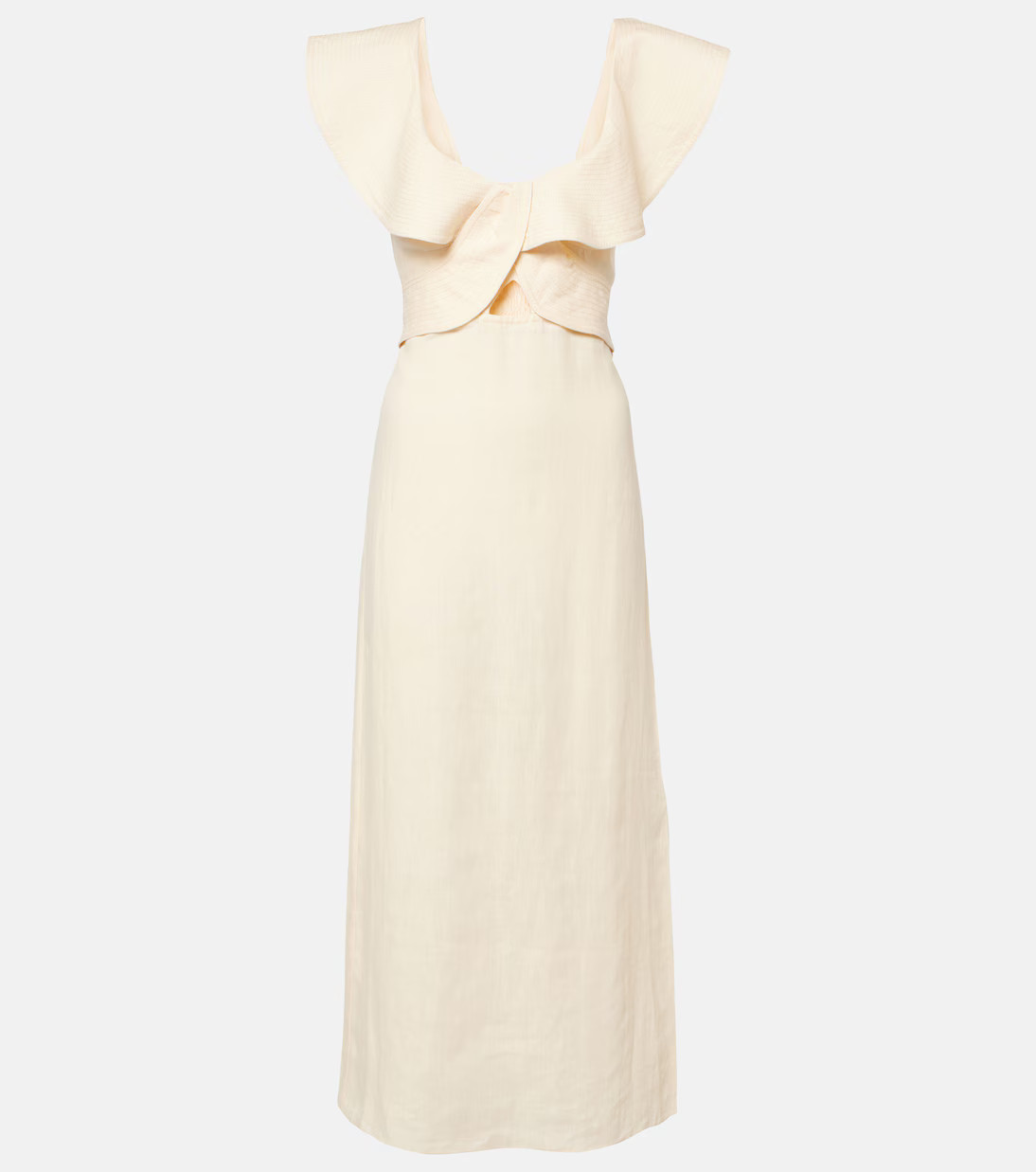 Ruffled linen midi dress | Mytheresa (US/CA)