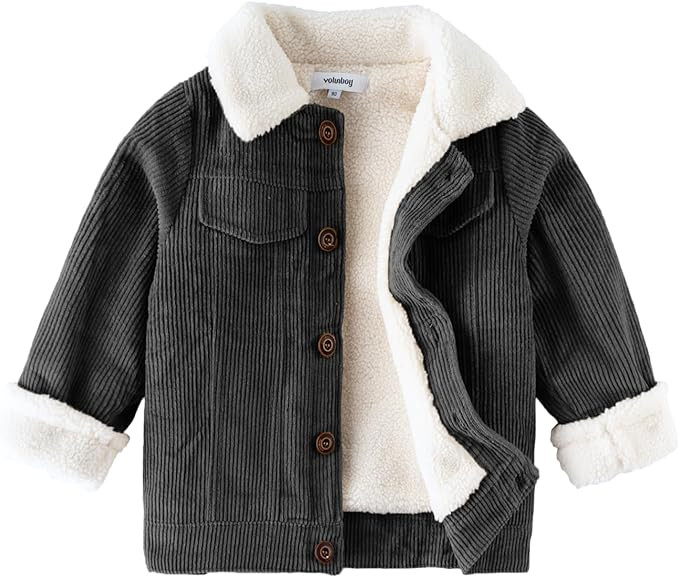 Volunboy Baby Boy Corduroy Jacket Toddler Fleece Winter Coat Kid Sherpa Lined Button Down Warm Ou... | Amazon (US)