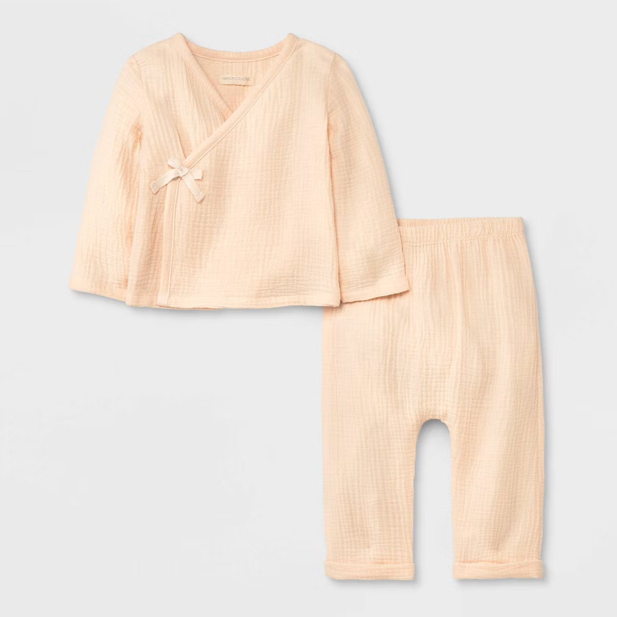 Grayson Collective Baby Girls' Gauze Kimono Top & Jogger Pants Set - Light Pink | Target