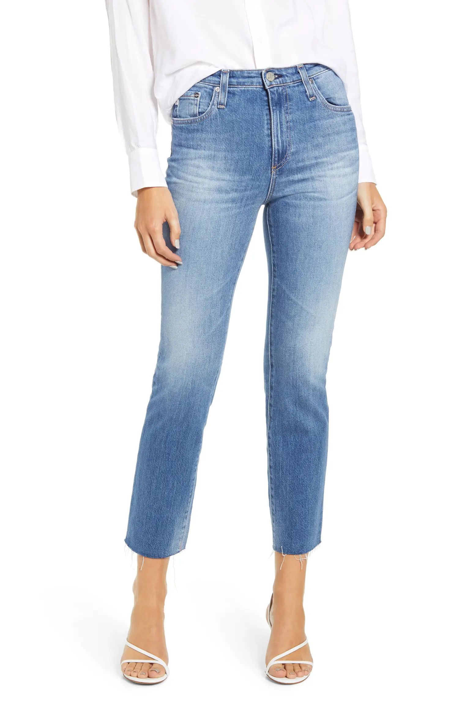 The Isabelle High Waist Crop Straight Leg Jeans | Nordstrom