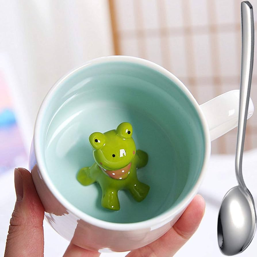 Frog Figurine Ceramics Coffeemugs Funny Teacups - 3D Animal Inside Coffee Mug for Boys Girls Wome... | Amazon (US)