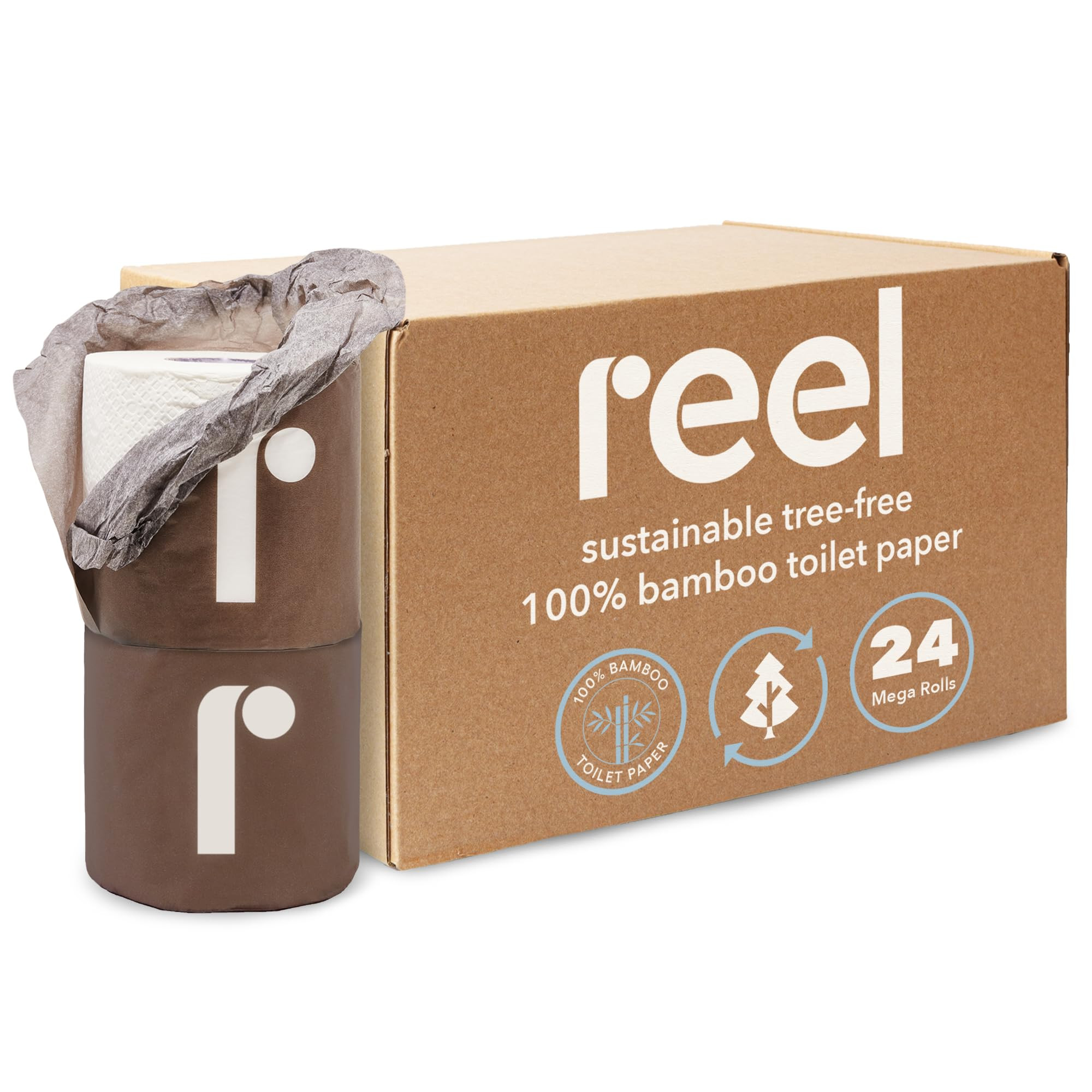 Reel Premium Toilet Paper - 24 Rolls of Toilet Paper - 3-Ply Made From Tree-Free - Zero Plastic P... | Amazon (US)