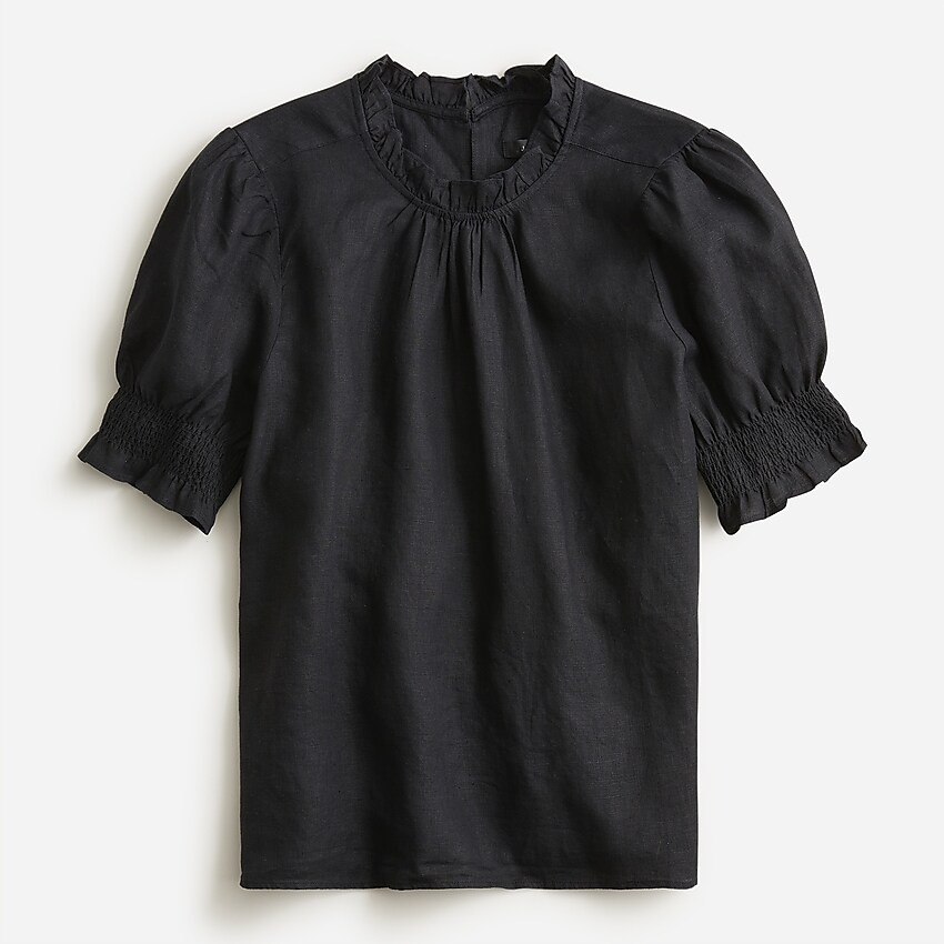 J.Crew: Smocked Puff-sleeve Linen Top For Women | J. Crew US