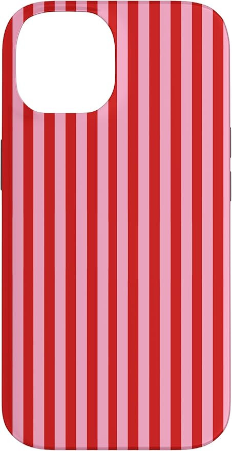 iPhone 14 Cute Red and Pink Stripes Red Violet Purple Pink Pattern Case | Amazon (US)