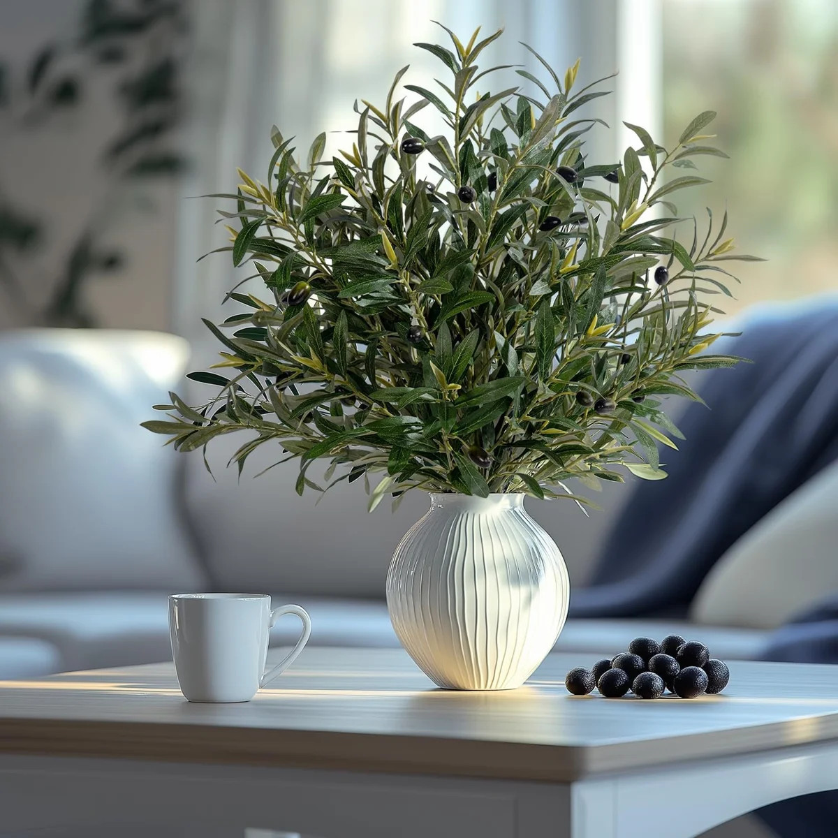 11PCS 6 Fork Faux Olive Branches for Vase,34.7" Artificial Olive Tree Branches,Fake Plants,Greene... | Wayfair North America