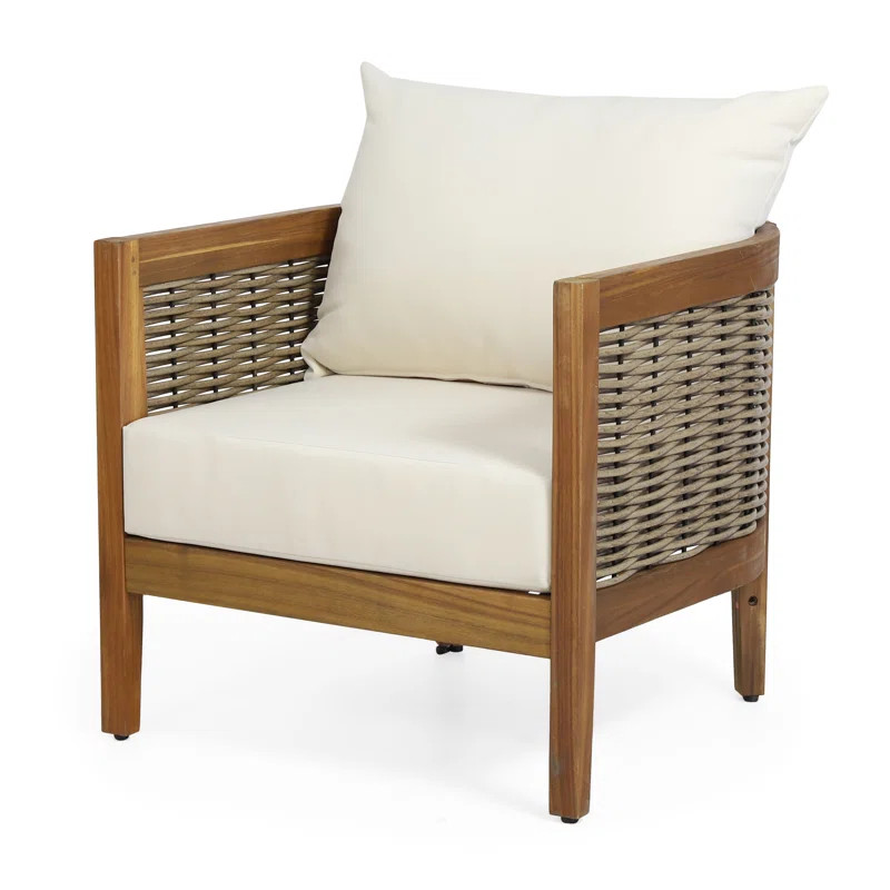 Boling Outdoor Acacia Wood Club Chairs With Optional Sunbrella Cushions | Wayfair North America