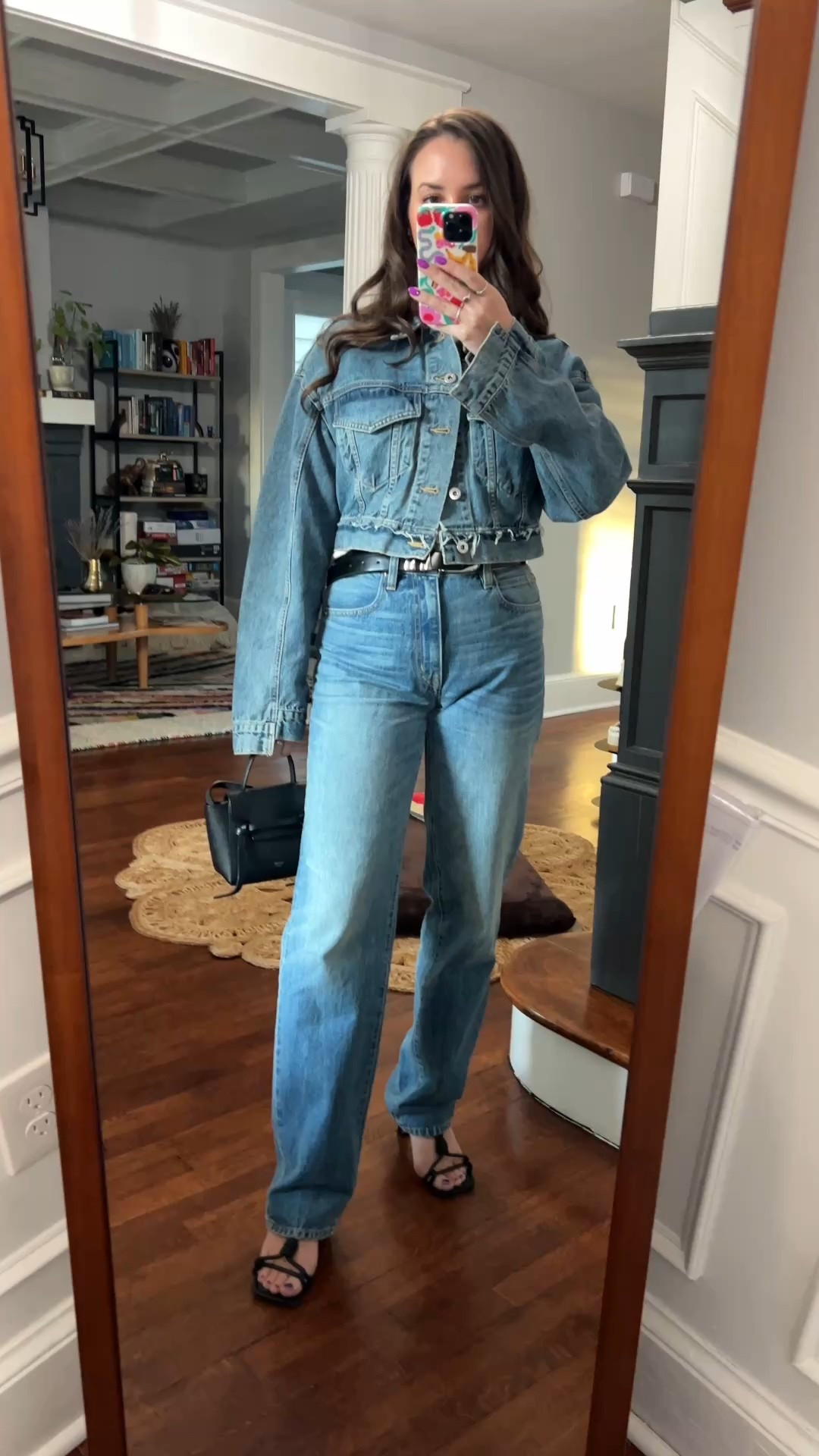straight leg jeans. Canadian tuxedo. cropped denim jacket. cropped jean jacket. black heels. black heeled sandals. date night. casual outfit. jeans with heels. 

 

#LTKWatchNow #LTKStyleTip