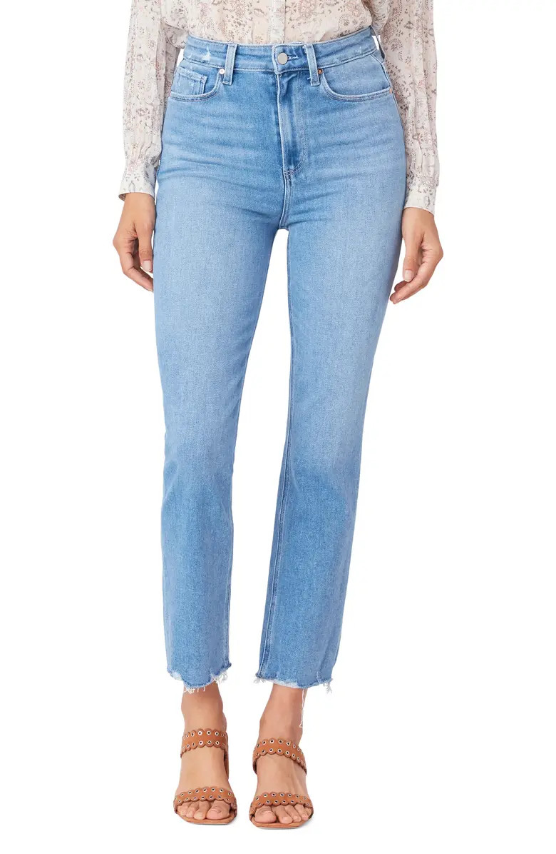 Cindy Ultra High Waist Frayed Straight Leg Jeans | Nordstrom