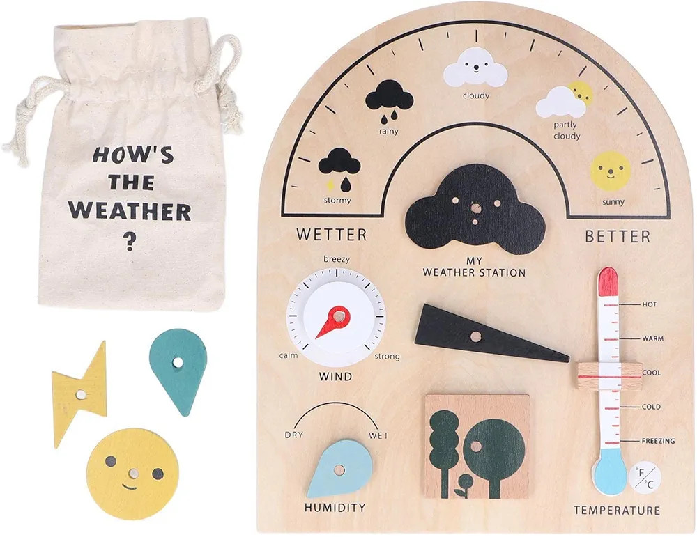 Weather Station Toy - Educational Wooden Weatherboard for Kids, Weather Watch Learning Board, Pre... | Amazon (US)