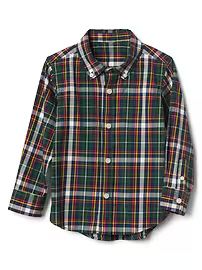 Plaid poplin button-down shirt | Gap US