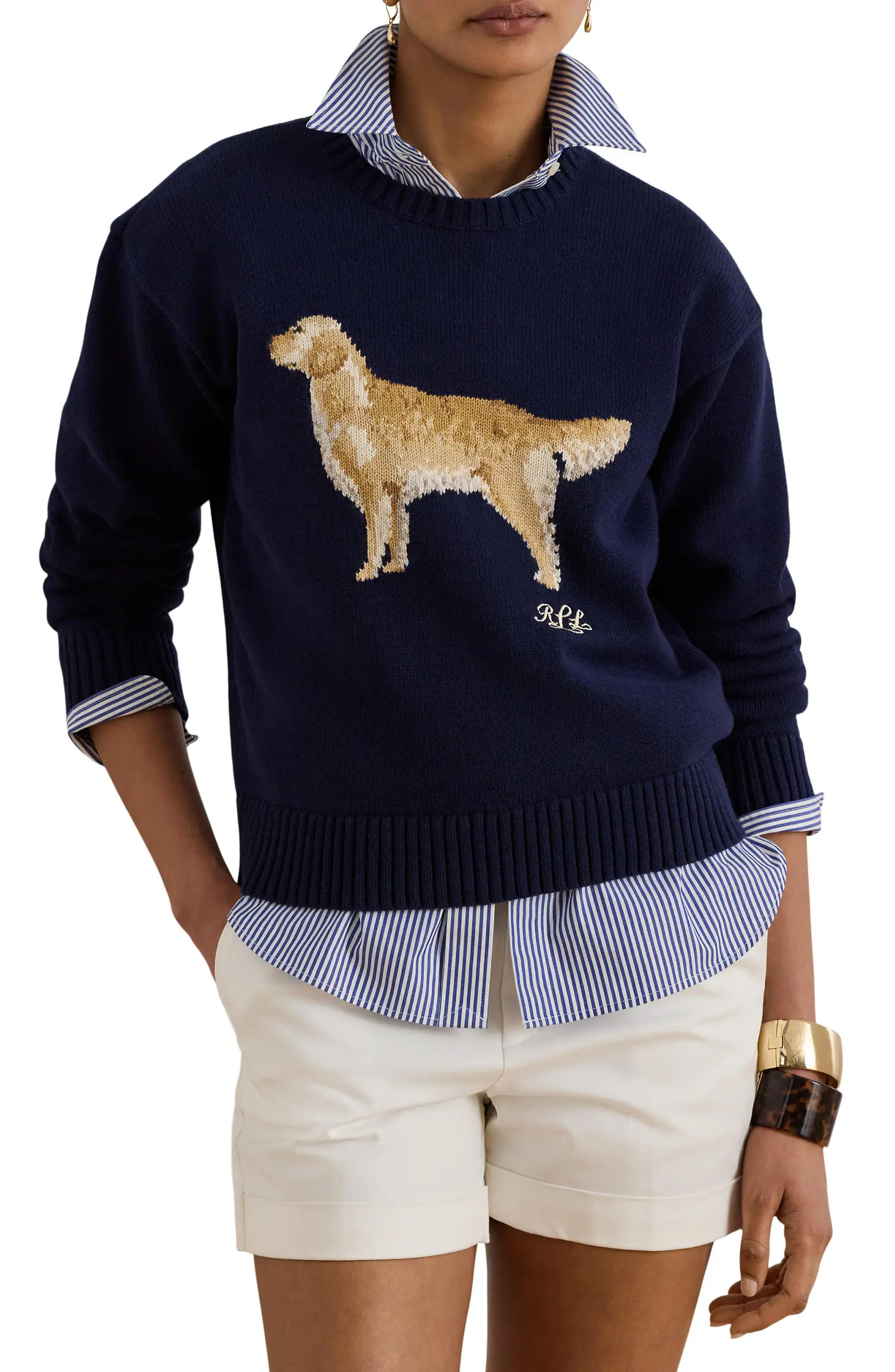 Golden Retriever Intarsia Cotton Sweater | Nordstrom