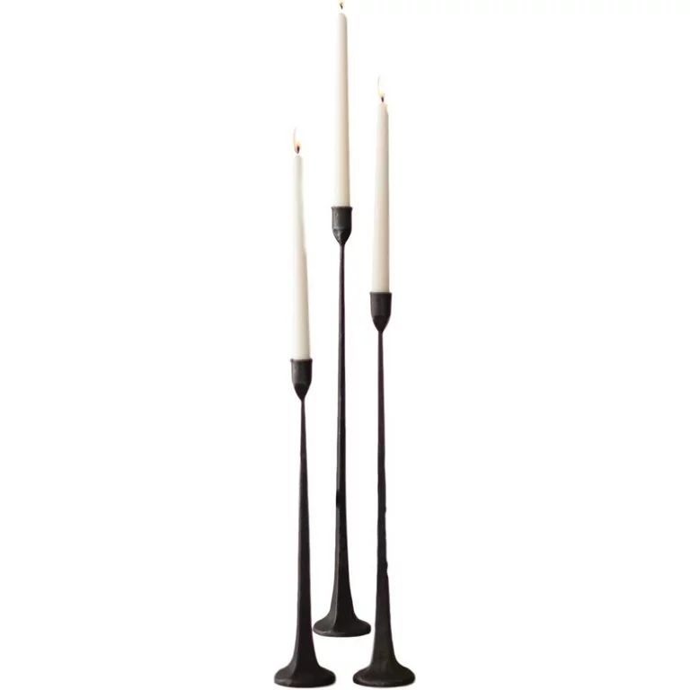 Tall Cast Iron Set Three Black Candlesticks Taper Candle Holder Elegant Slim | Walmart (US)
