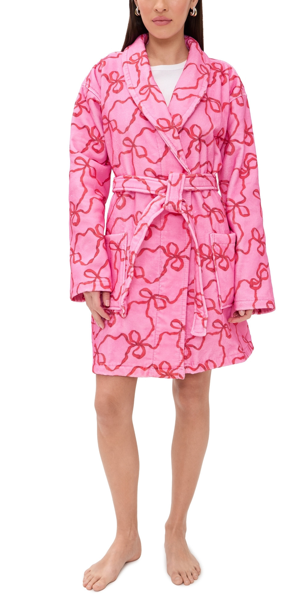 LoveShackFancy Indie Cotton Bathrobe Crimson Candy M/L | Shopbop