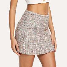 Hidden Zipper Up Tweed Skirt | SHEIN